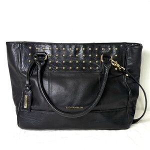 TIGNANELLO Black Leather Studded Tote Bag